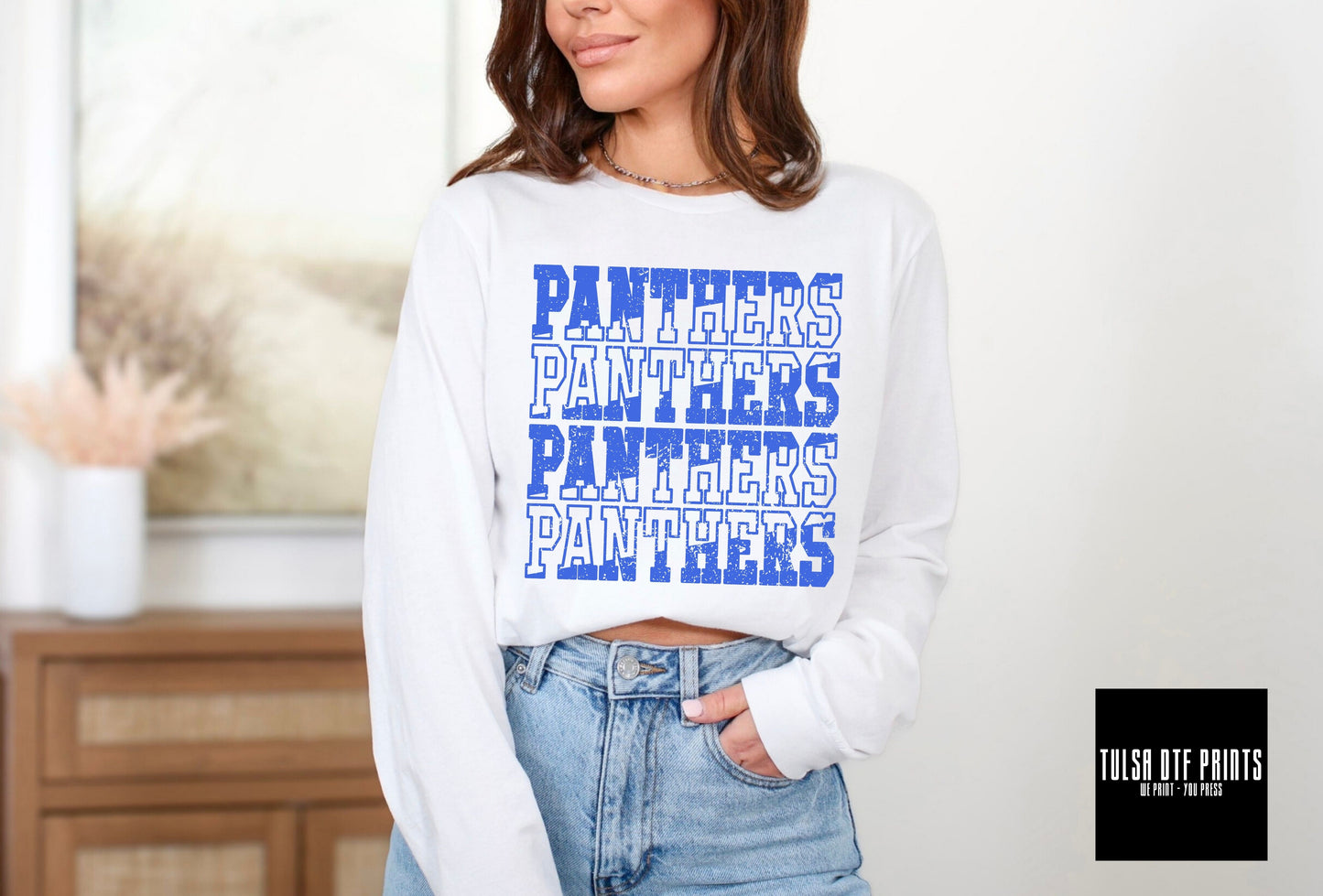 DTF PANTHERS ROYAL SOLID/OUTLINE GAME DAY TRANSFER