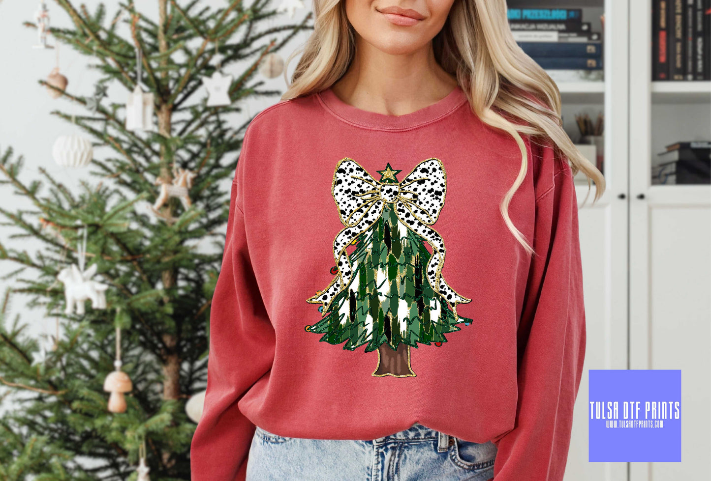 DTF DALMATIAN COQUETTE CHRISTMAS TREE TRANSFER