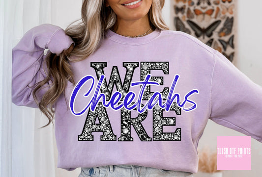 DTF WE ARE CHEETAHS CORAL BEDAZZLED GAME DAY TRANSFER