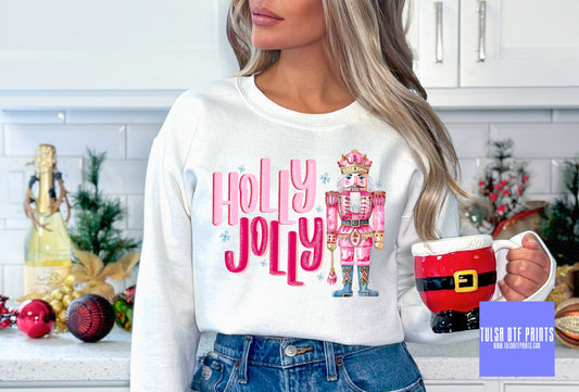 DTF HOLLY JOLLY PINK NUTCRACKER TRANSFER
