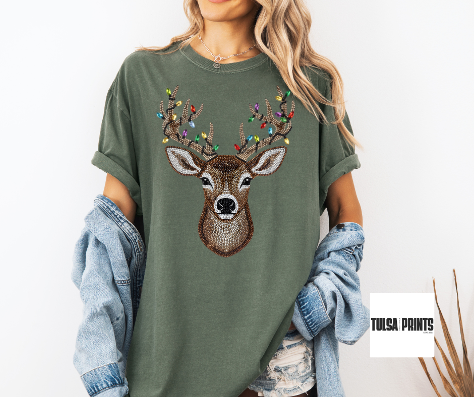 DTF REINDEER LIGHTS FAUX SEQUIN TRANSFER
