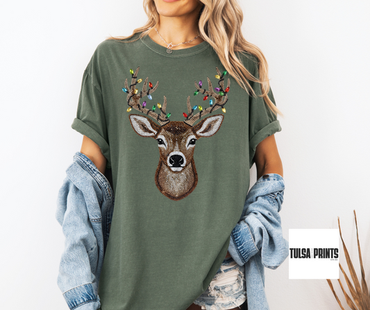 DTF REINDEER LIGHTS FAUX SEQUIN TRANSFER