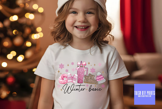 DTF WINTER BASIC PINK FAUX GLITTER TRANSFER