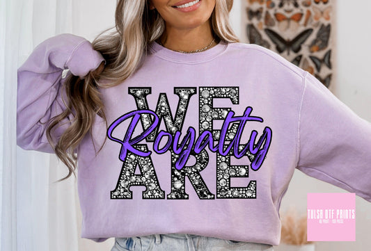 DTF WE ARE ROYALTY PURPLE BEDAZZLED GAME DAY TRANSFER