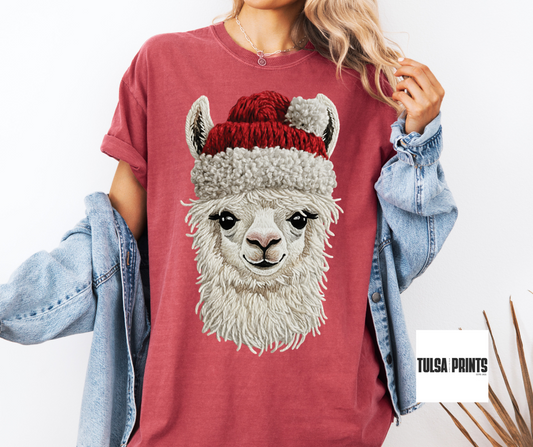 DTF FESTIVE LLAMA FAUX LATCH HOOK TRANSFER