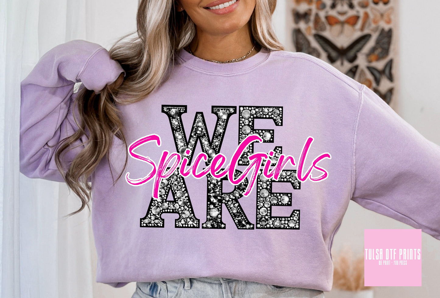 DTF WE ARE SPICE GIRLS PINK BEDAZZLED GAME DAY TRANSFER