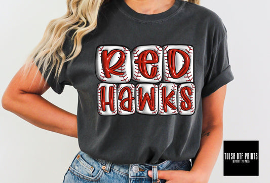 DTF REDHAWKS 3D BASEBALL INFLATED LETTERS TRANSFER