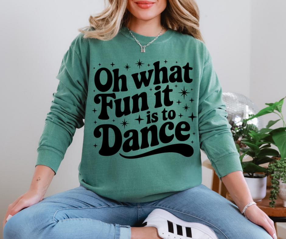 DTF OH  WHAT FUN CHRISTMAS DANCE TRANSFER (2 COLORS AVAIL.)