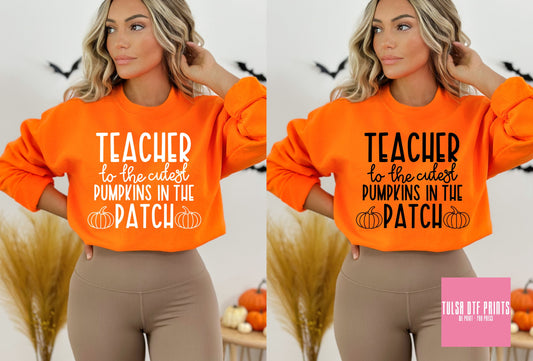 DTF TEACHER TO THE CUTEST PUMPKINS (2 COLORS AVAIL.) TRANSFER