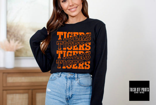 DTF TIGERS ORANGE SOLID/OUTLINE GAME DAY TRANSFER