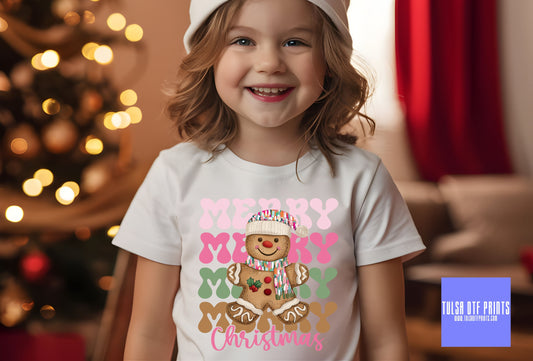 DTF MERRY CHRISTMAS STACKED GINGERBREAD TRANSFER