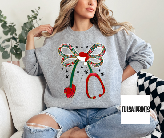 DTF CHRISTMAS NURSE BOW TRANSFER