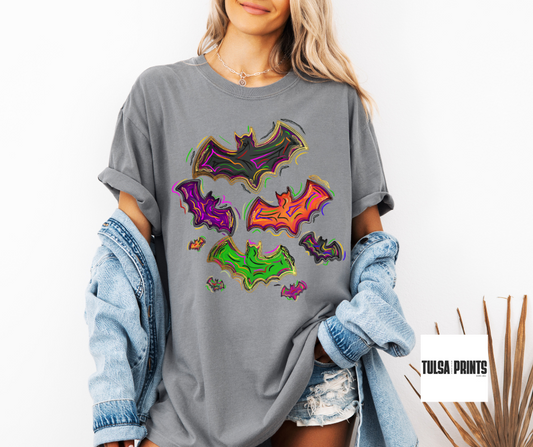 DTF COLORFUL PAINTED BATS TRANSFER