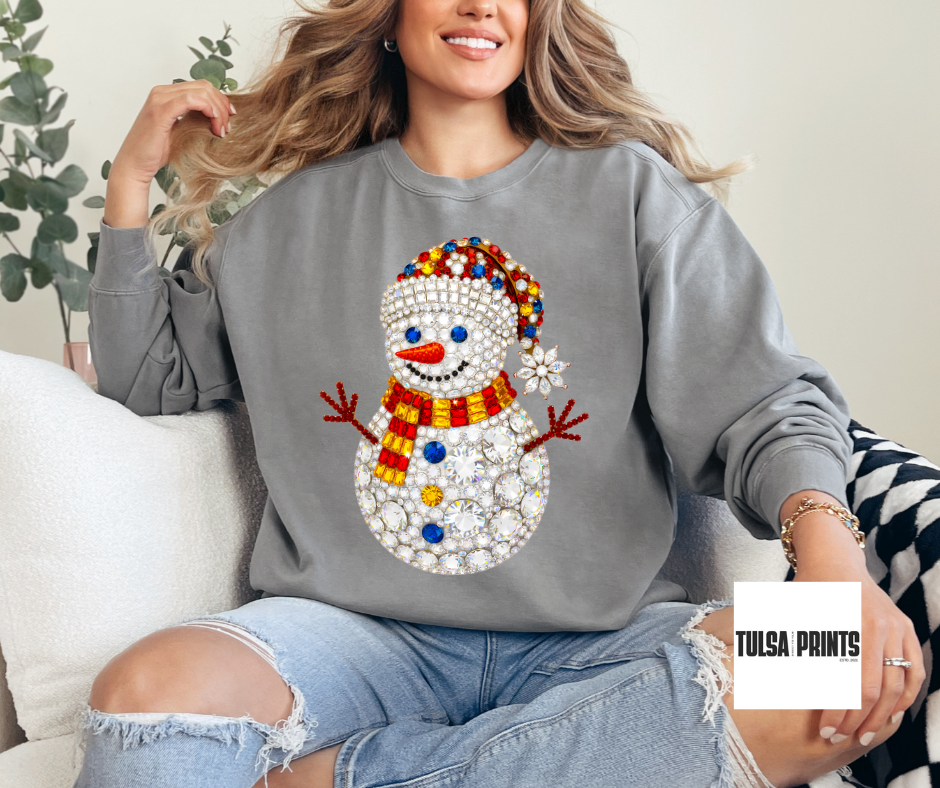 DTF BEDAZZLED SNOWMAN TRANSFER