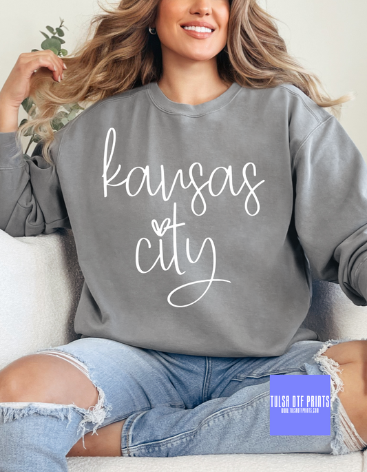 KANSAS CITY SCRIPT WHITE DTF TRANSFER