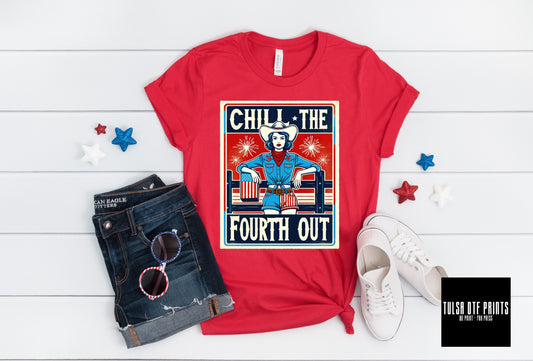 DTF CHILL THE FOURTH OUT RETRO COWGIRL POSTER TRANSFER