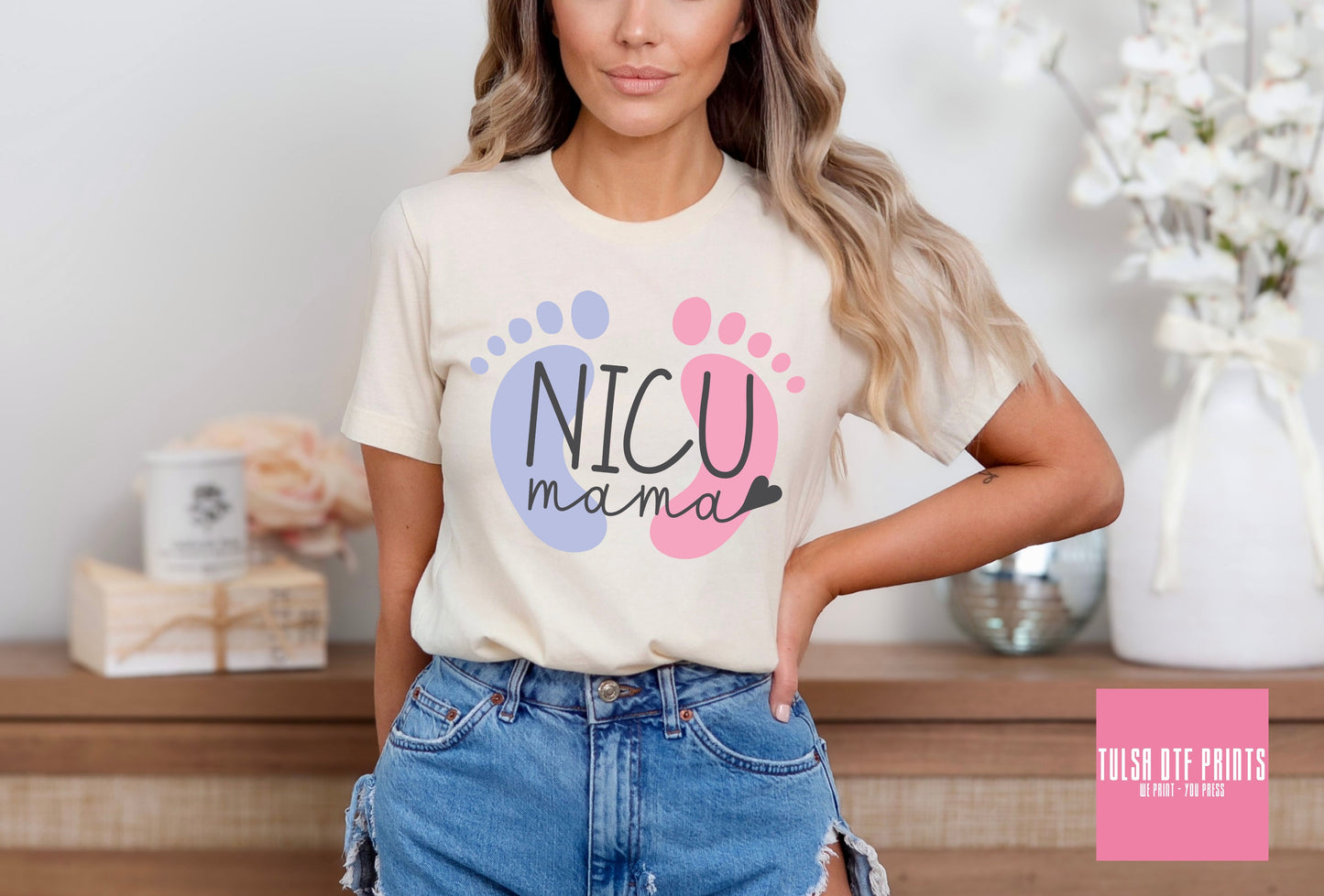 DTF NICU MAMA BLUE/PINK TRANSFER