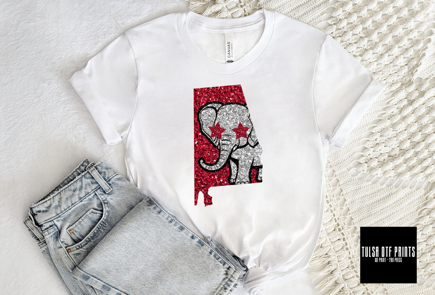 DTF ALABAMA FAUX GLITTER TRANSFER