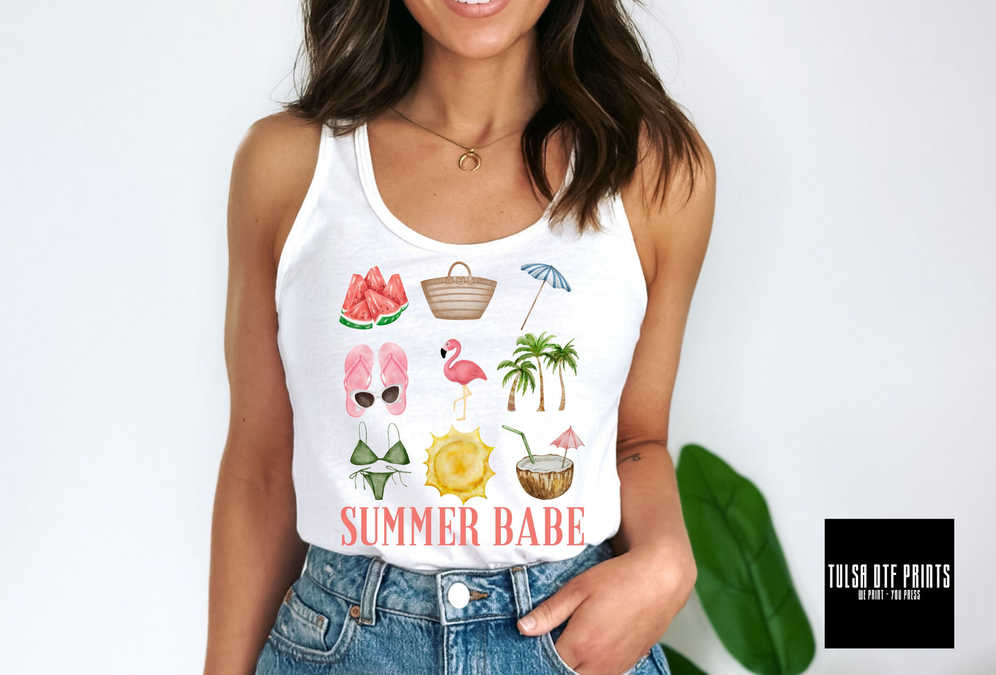 DTF SUMMER BABE WATERCOLOR COLLAGE TRANSFER