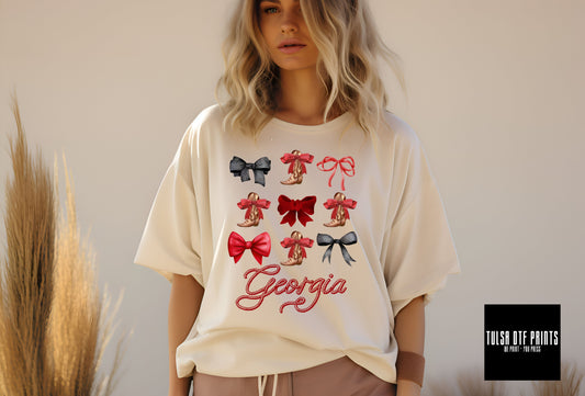 DTF COQUETTE GEORGIA RED/BLACK BOOTS AND BOWS TRANSFER