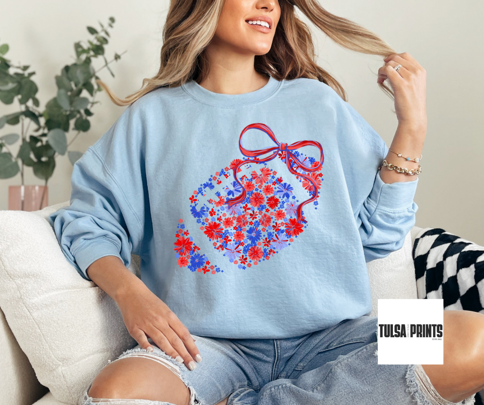 DTF FOOTBALL FLORAL BOW TRANSFER