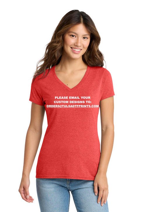 PORT & CO CORE WOMEN'S TRI-BLEND V-NECK TEE (Completed Shirt)