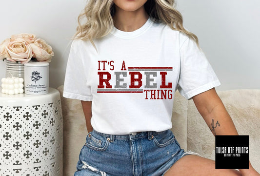 DTF IT'S A REBEL THING MAROON/GRAY TRANSFER