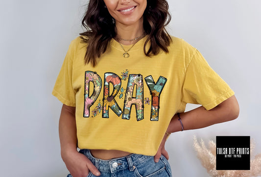 DTF PRAY FLOWERS BOHO TRANSFER