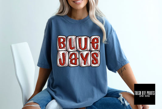 DTF BLUEJAYS 3D BASEBALL INFLATED LETTERS TRANSFER