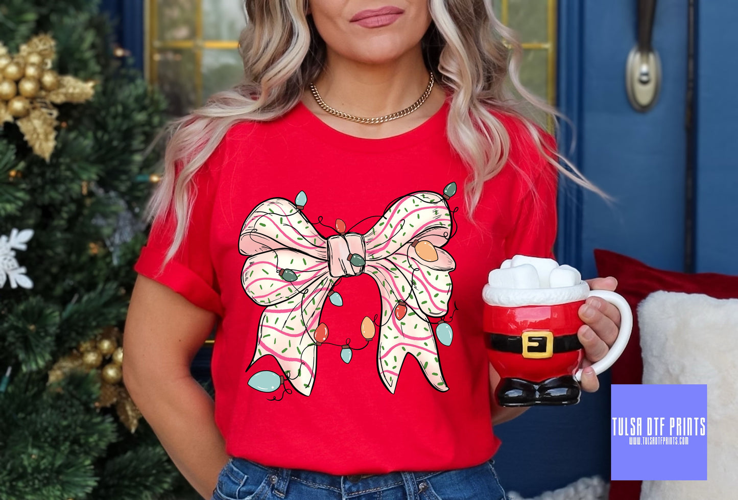 DTF BOW CAKE LIGHTS TRANSFER