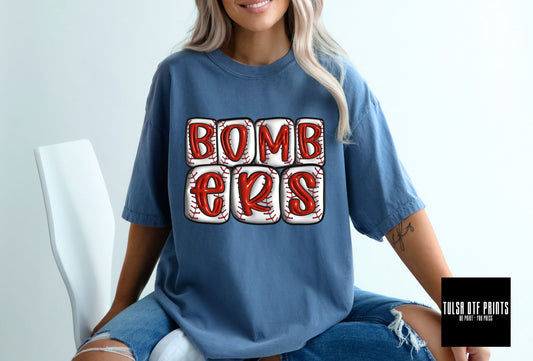 DTF BOMBERS 3D BASEBALL INFLATED LETTERS TRANSFER