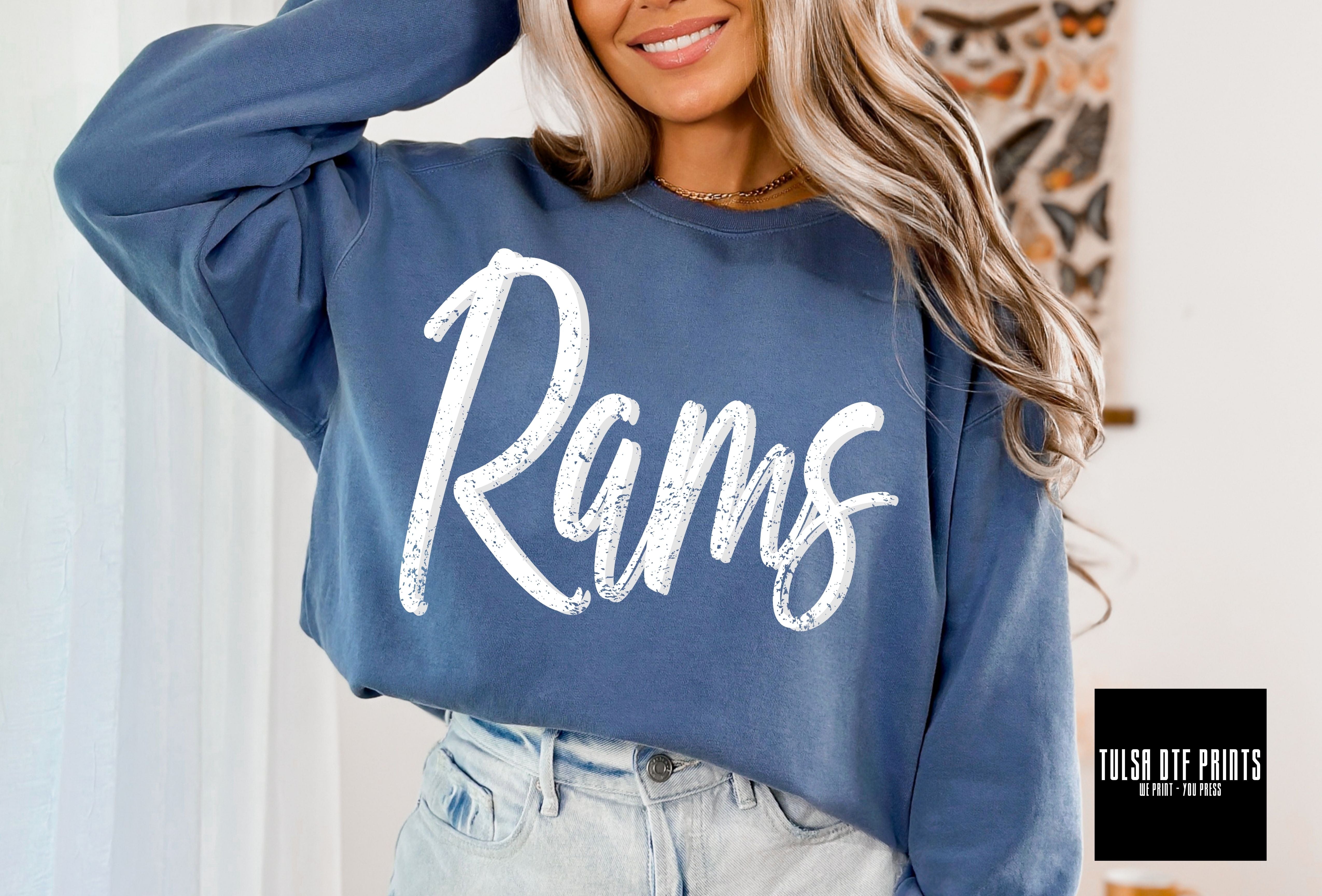 DTF RAMS CURSIVE SHADOW GAME DAY TRANSFER – Tulsa DTF Prints