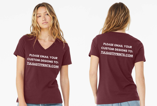 BELLA+CANVAS WOMEN'S RELAXED V-NECK TEE 6405 (Completed Shirt) (Front & Back)