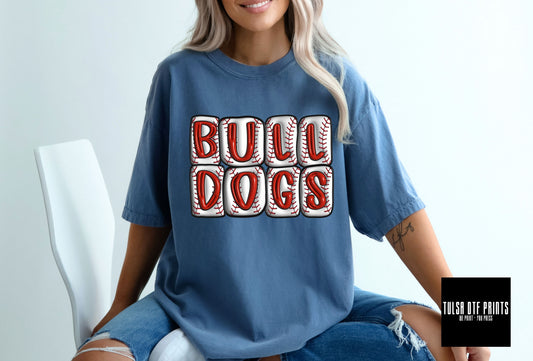 DTF BULLDOGS 3D BASEBALL INFLATED LETTERS TRANSFER