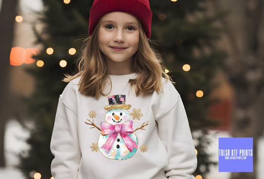 DTF PASTEL COQUETTE SNOWMAN TRANSFER