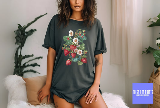 DTF STRAWBERRY FLORAL TRANSFER