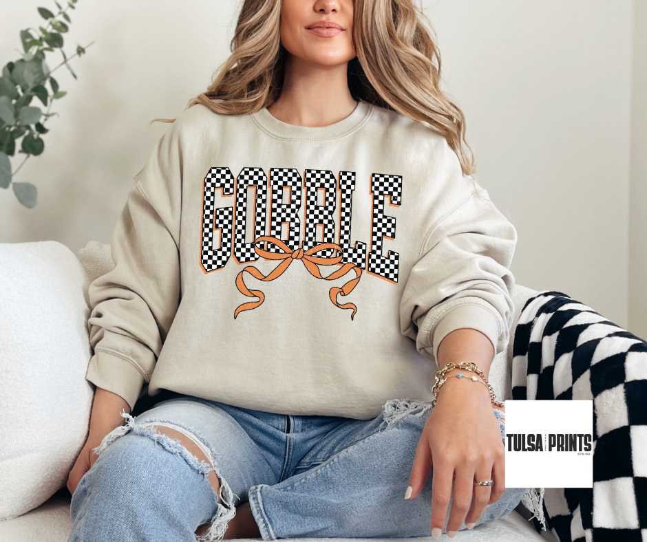 DTF GOBBLE CHECKERED BOW TRANSFER