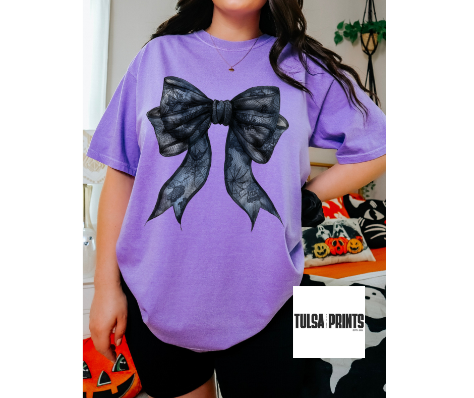 DTF BLACK LACE BOW TRANSFER
