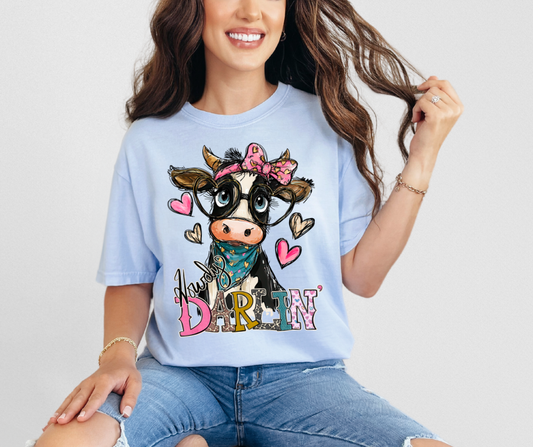 DTF CUTIE COW HOWDY DARLIN TRANSFER