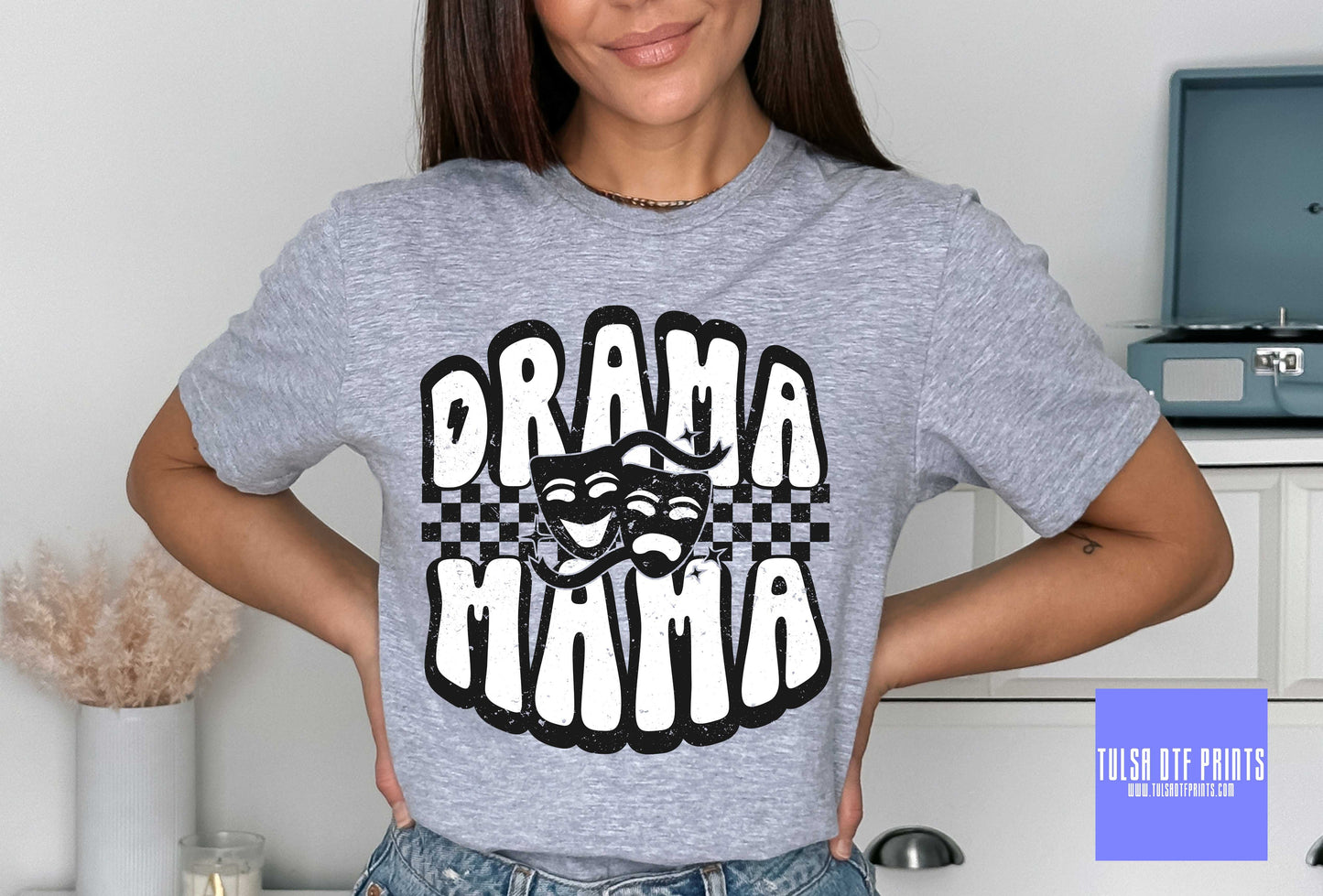 DTF DRAMA MAMA RETRO CHECKERED TRANSFER