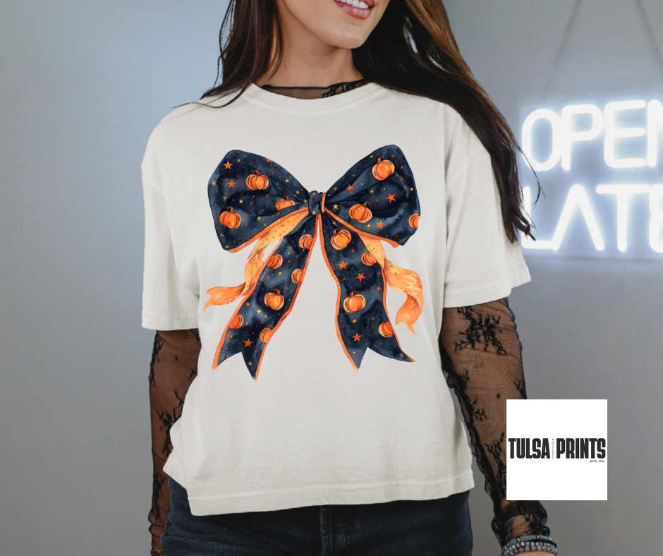 DTF BLACK PIMPKIN BOW TRANSFER