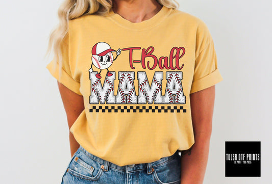 DTF T-BALL MAMA CHECKERED TRANSFER