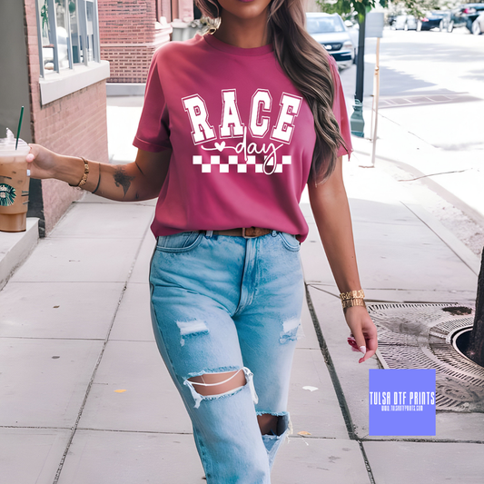 DTF RACE DAY CHECKERED SIMPLE VARSITY BLACK/WHITE TRANSFER