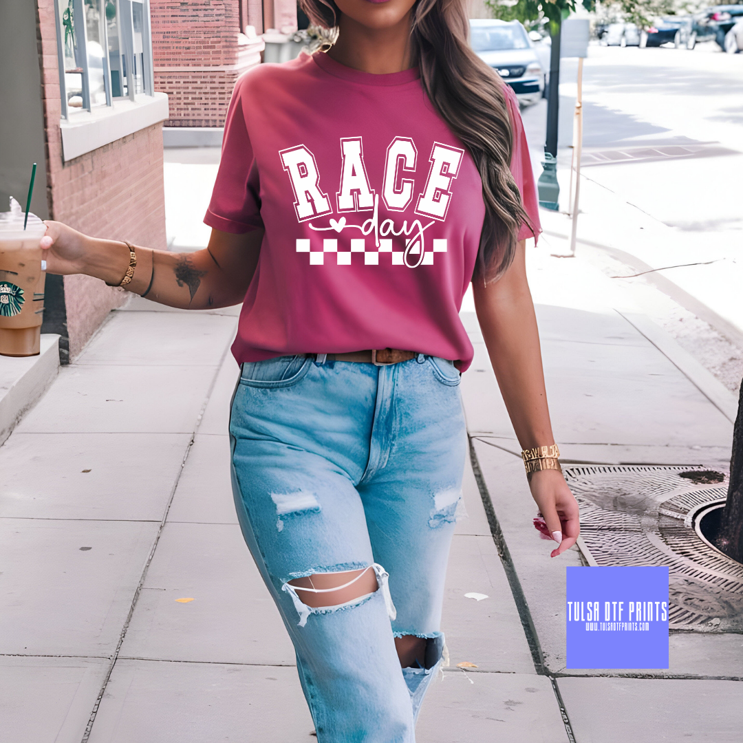 DTF RACE DAY CHECKERED SIMPLE VARSITY BLACK/WHITE TRANSFER