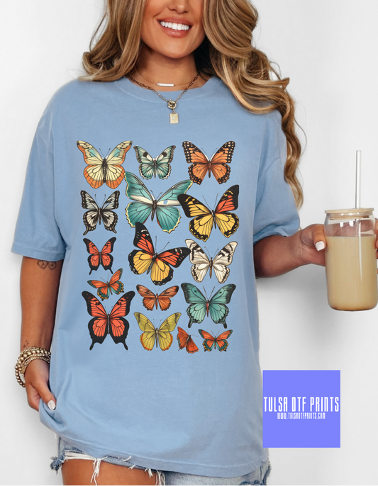 DTF BUTTERFLIES RETRO TRANSFER