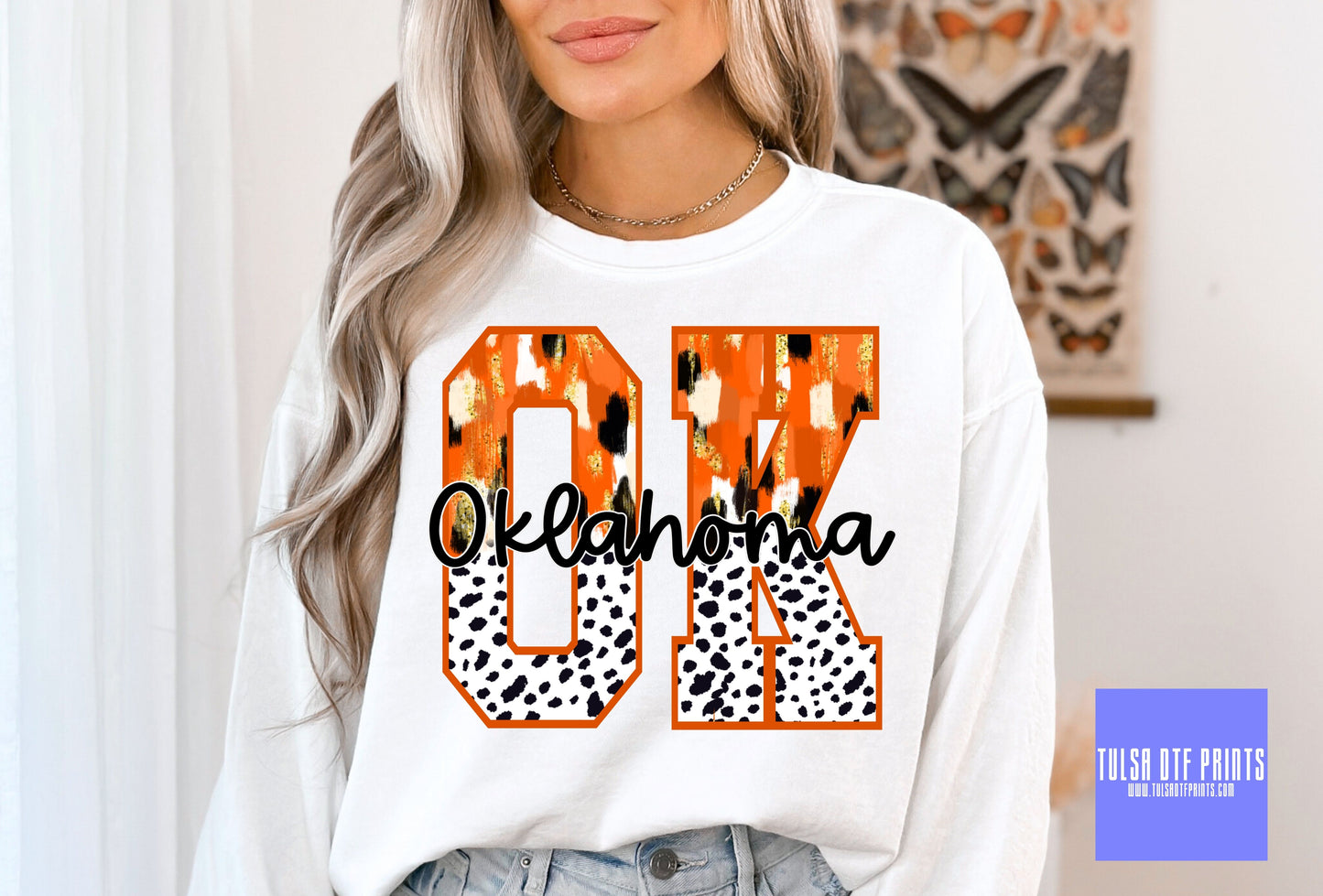 DTF OKLAHOMA BRUSH STROKES & DALMATIAN PRINTS (3 COLORS AVAIL.) TRANSFER