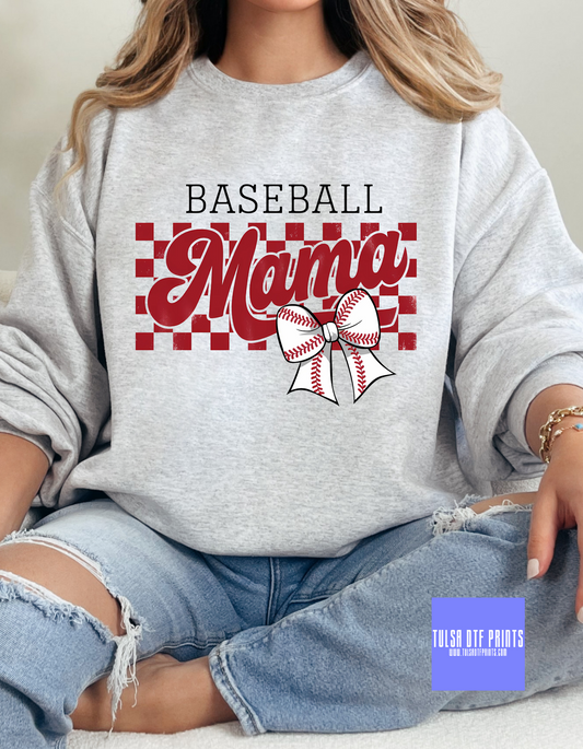 DTF BASEBALL MAMA RED CHECKERED TRANSFER
