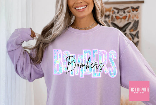 DTF BOMBERS FAUX GLITTER HOLO GAME DAY TRANSFER