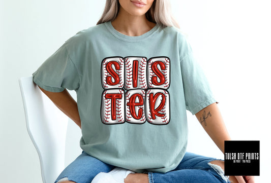 DTF SISTER 3D BASEBALL INFLATED LETTERS TRANSFER