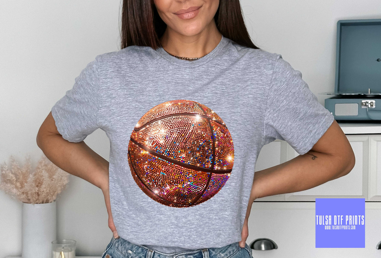 DTF DISCO GLITTER BASKETBALL TRANSFER